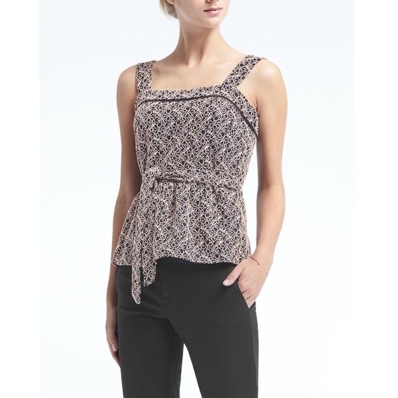Banana Republic Tops - Banana Republic belted pinafore top ladder lace